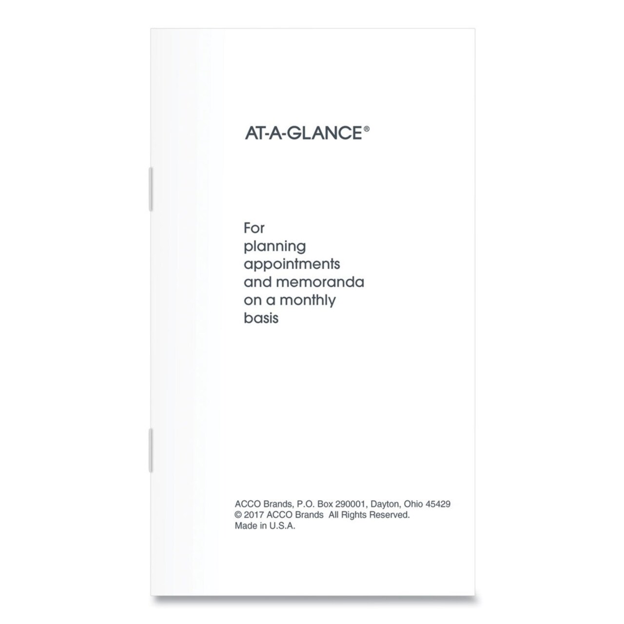 AT-A-GLANCE 12-Month: Jan 2026 to Dec 2026 6 in. x 3.5 in. Pocket Size Monthly Planner Refill - White Sheets